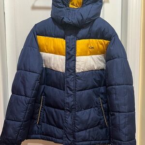 Children's Puffer Jacket in Navy and Yellow